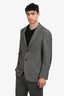 Cannali Grey Houndstooth Wool Elbow Patch Suit Blazer Size 52 Mens