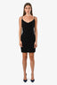 Balmain Black Devoré-Velvet Monogram Mini Slip Dress Size 34