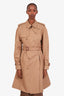 Gucci Beige Sequined Tiger Detail Gabardine Double Breasted Trench Coat Size 42