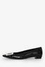 Roger Vivier Black Patent Square Toe Buckle Flats Size 37.5