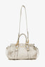 Miu Miu Cream Leather Vitello Shine Gathered Tote with Strap