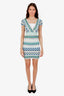 M Missoni Blue/Green Multicolour Mini Dress Size US 0