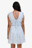 Self-Portrait Light Blue Metallic Floral Print Mini Dress Size 4