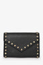 Valentino Black Pebbled Leather Rockstud Envelope Wallet on Chain