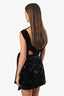 Sau Lee Black Velvet Embellish Tie Detail Mini Dress Size 4