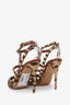 Valentino Cheetah Printed Rockstud Wrap Ankle Heels Size 37.5