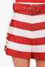 Zimmermann Red/Pink Striped Belted Shorts Size 1