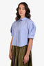 Sacai 2023 Blue Cotton Striped Button Down Short Sleeve Shirt Size 3