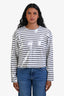 Frame White/Black Sequin Striped Long Sleeve Top Size XS