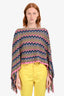 Missoni Pink Wool Blend Colour Block Zigzag Poncho Estimated Size S