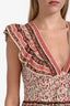 Sea New York Beige/Red Cotton Printed Ruffle Maxi Dress Size 6