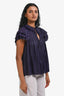 Ulla Johnson Purple Satin 'Agosta' Plissé SS Top Size 2