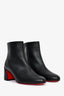 Christian Louboutin Black Leather Block Heel Ankle Boots Size 35