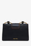 Miu Miu Black Madras Leather Crystal Embellished Buckle Flap Shoulder Bag