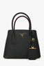 Prada Black Saffiano Leather Small Double Tote Bag