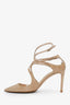 Jimmy Choo Beige Patent Leather Cutout Accent D'Orsay Pumps Heels Size 39