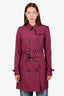 Burberry Purple Belted Light Weight Trench Coat Size 12