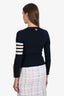 Thom Browne Navy Cashmere 4-Bar Long Sleeve Cropped Cardigan Size 36