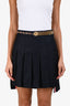 Thom Browne Black Wool Clock Embroidered Pleated Mini Skirt Size 38