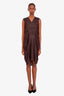 Rick Owens Brown Draped Sleeveless Midi Dress Size US 2