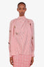 Erdem Red/White Striped Silk Crystal Embellished Blouse with Scarf Size 6