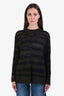Acne Studios Black Olive Green Cotton Mohair Blend Ladder Knit Sweater Size XXS