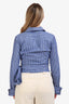 Elisabetta Franchi Blue/White Striped Cotton Tie Around Crop Shirt Size 44