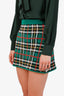 Miu Miu Green Plaid Tartan Knit Mini Skirt Size 36