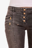 Balmain Grey Gold Zipper Detail Skinny Jeans Size 42