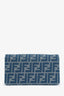 Fendi Blue Denim FF Jacquard Baguette Wallet On Chain