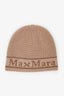 Max Mara Brown Virgin Wool Logo Beanie