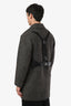 Moschino Couture Grey Wool Blend Suspender Detail Midi Coat Size 36 Men's