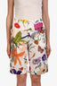 Gucci White/Multi Cotton Floral Print Short Size 44