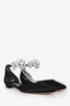 Manolo Blahnik Black Silk Embellishment D'Orsay Flats Size 36.5