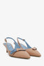 Prada Beige Leather Logo Bow Slingback Heels Size 38
