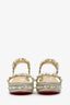 Christian Louboutin Metallic Gold Leather Stud Platform Sandals Size 39
