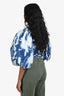 Frame Blue Cotton Tie Dye Puff Sleeve Gathered Top Size XS
