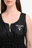 Prada Black Nylon Logo Toggle Sleeveless Midi Dress Size 42