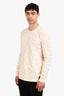 Fendi Cream Wool Logo Embossed Long Sleeve Sweater Size 52 Mens
