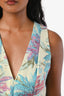 Alice and Olivia Turquoise Jacquard Floral Pleated Mini Dress Size 4