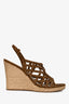 Prada Brown Suede Braided Espadrille Wedge Size 41