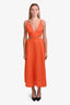 Reformation Orange Linen Cut Out Strapless Midi Dress Size 8
