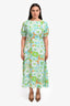Faithfull The Brand Blue/Green Floral Short Sleeve Maxi Dress Size M
