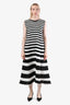 Pleats Please Issey Miyake Black/White Striped Sleeveless Dress Size 3