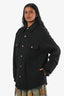 Celine Black Cashmere Triumphe Button Flap Pocket Jacket Size 36