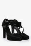 Gucci by Tom Ford Black Satin Velvet Wrap Heels Size 9.5
