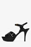 Saint Laurent Black Leather Tribute Platform Heels Size 38.5