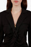 Moschino Black Ruffle Stretch Shirt with Gold Zipper Size 40