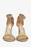 Jimmy Choo Beige Suede Crystal Detail Ankle Strap Heels Size 37.5
