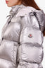 Moncler Silver Metallic Hooded Quilted Gaou Down Jacket Size 2
